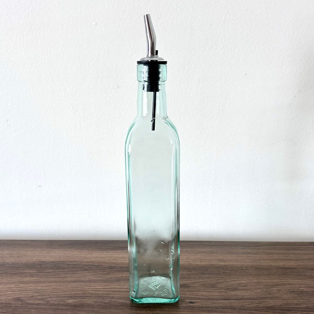 Glass Olive Oil or Vinegar Dispenser with Stainless Steel Pour Spout